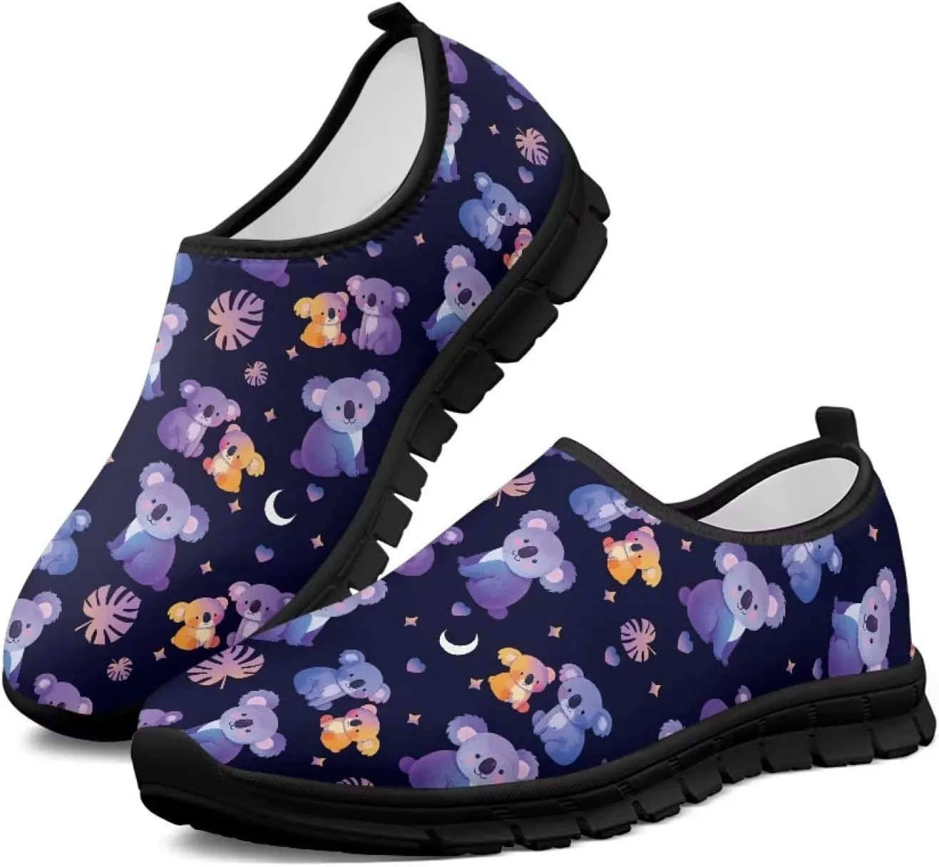 Walking Shoes for Women Casual Fashion Sneakers Women's Comfortable Lightweight Loafers Slip On Flat Shoes Black Sole
