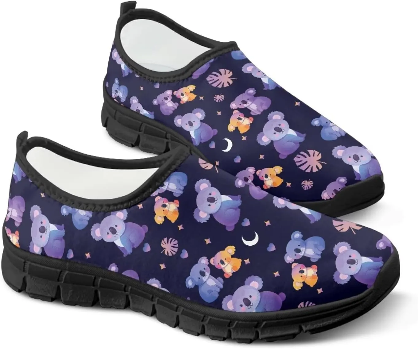 Walking Shoes for Women Casual Fashion Sneakers Women's Comfortable Lightweight Loafers Slip On Flat Shoes Black Sole