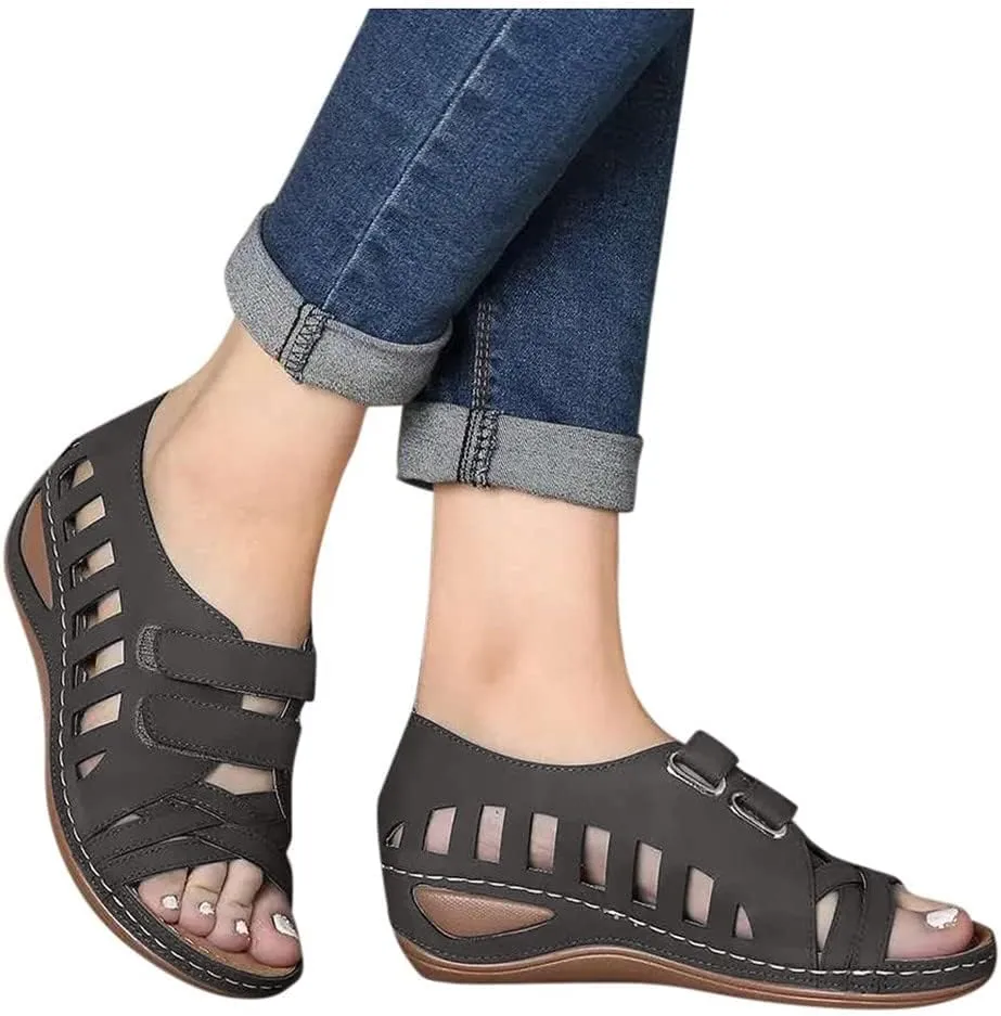 Womens Arch Support Sandals with Back Strap Comfortable Walking Orthopedic Slippers Ladies Sandals Slip On Beach Shoes