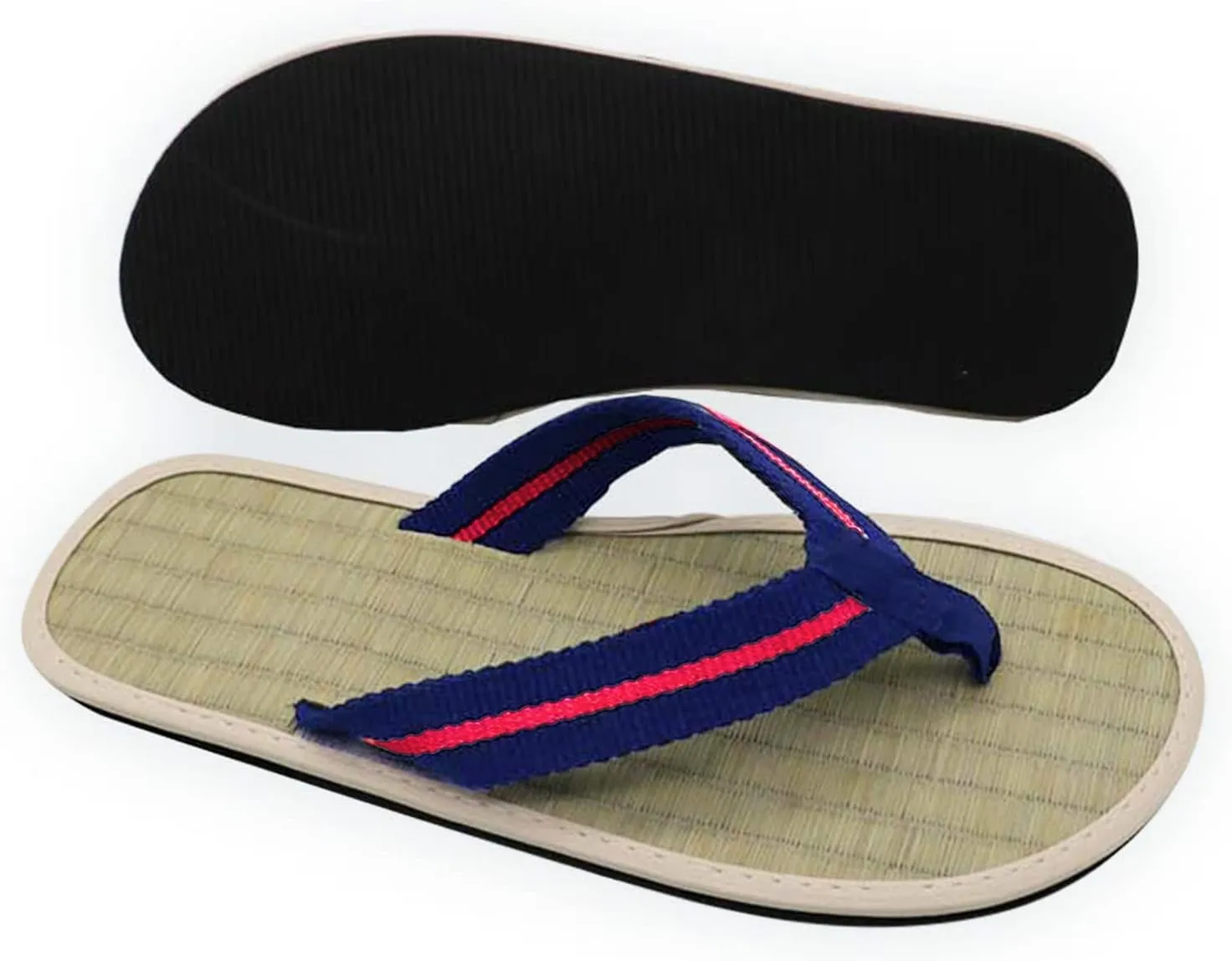 Women's Bamboo-Flip-Flop Summer Beach Sandals Straw Open-Toe Casual Slip on House Slippers