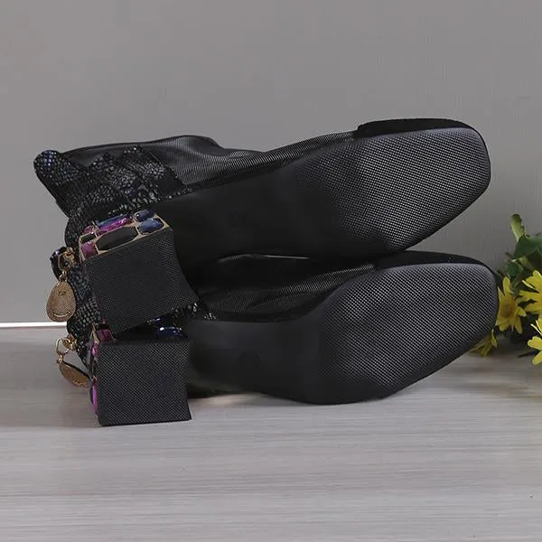 Women's Fashion Mesh Rhinestone Zipper Sandals 05042932S