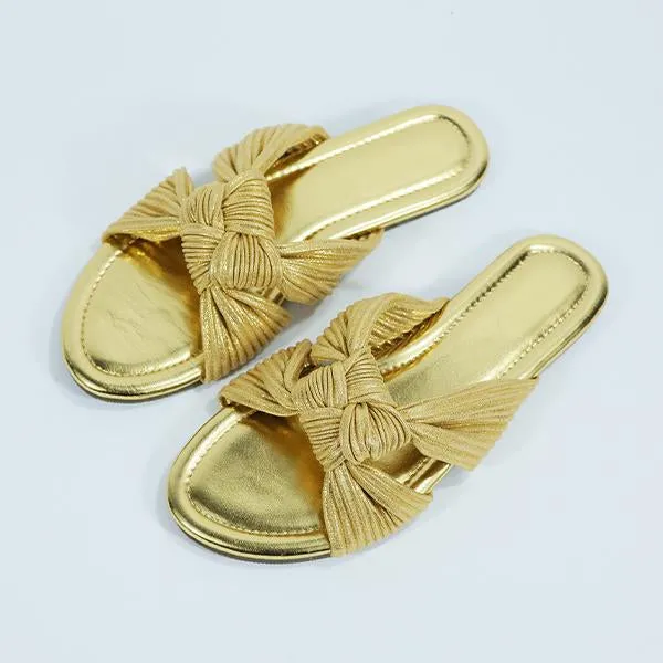Women's Fashionable Pleated Flat Slippers 03198688S