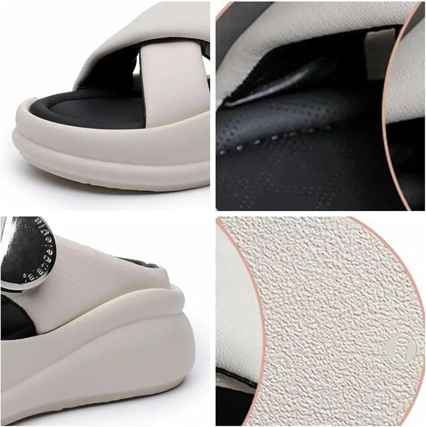 Women's Genuine Leather Oxfords - 5cm Peep Toe Summer Slip-On Contoured