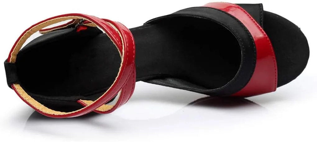 Womens High Heels Platform Wedge Sandals Women Ladies Dancing Prom Ballroom Latin Ballet Dance Singles Shoes (Red, 8)