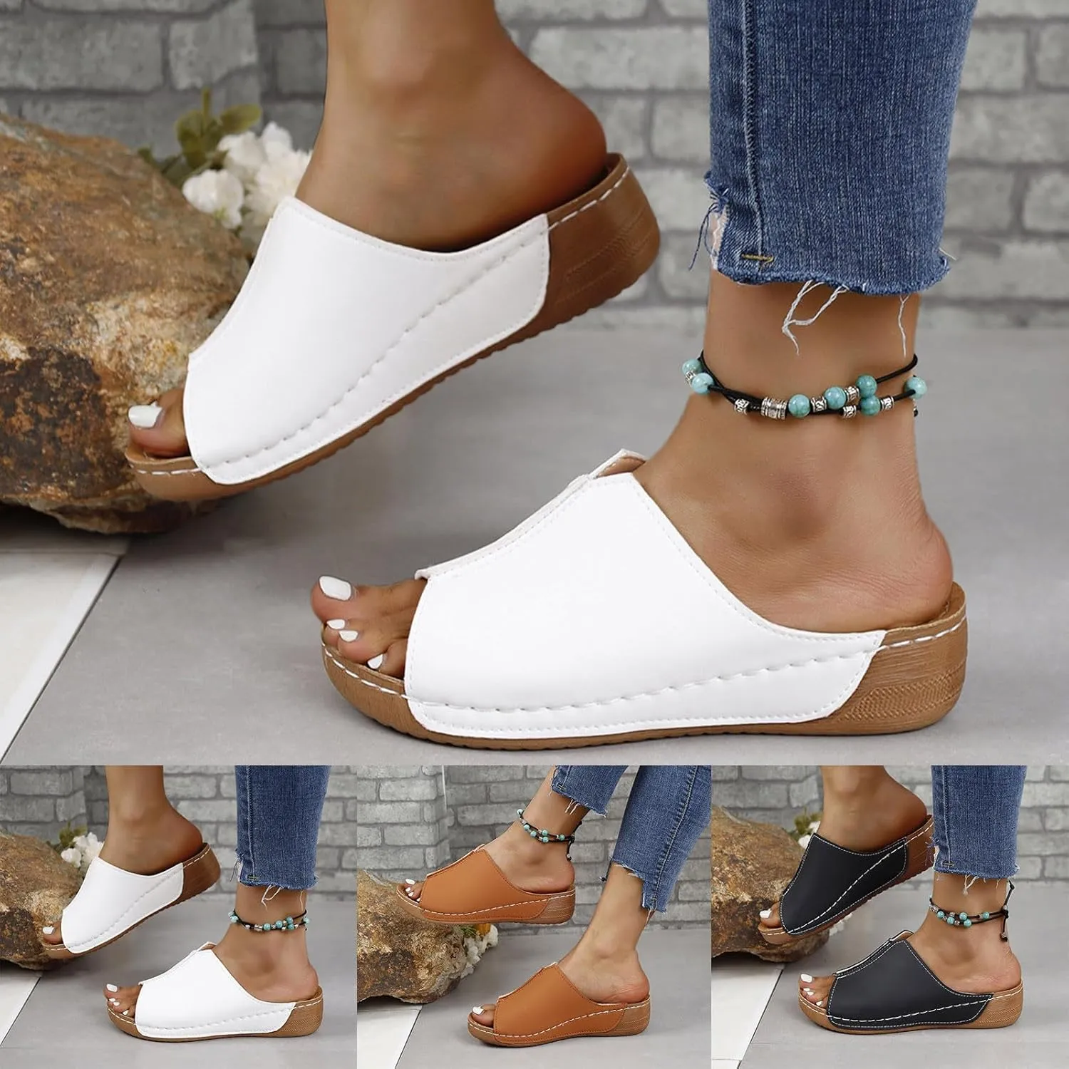 Women's Sandals Orthopedic Wedge Sandals Wide Width Lightweight Slippers Arch Support Sandals Summer Walking Shoes