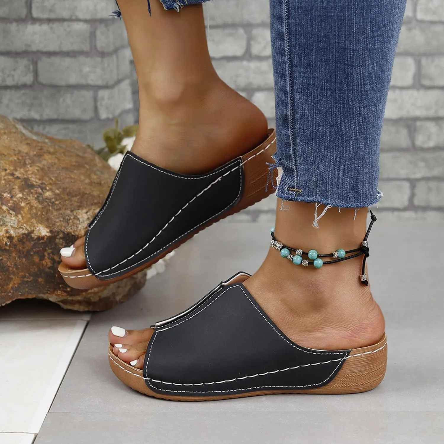 Women's Sandals Orthopedic Wedge Sandals Wide Width Lightweight Slippers Arch Support Sandals Summer Walking Shoes