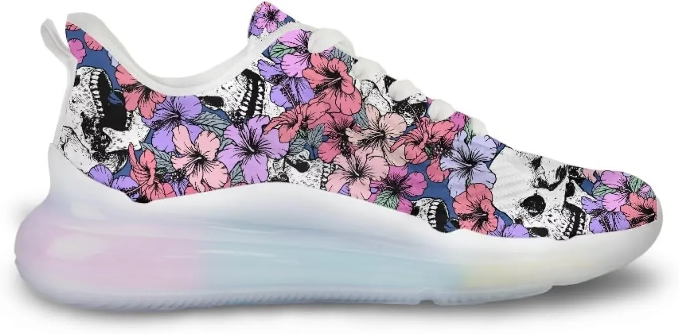 Women's Skull Sneaker Cozy Air Cushion Footwear Travel Sneaker Lightweight Anti-Slip Walking Shoes for Women US 6-11