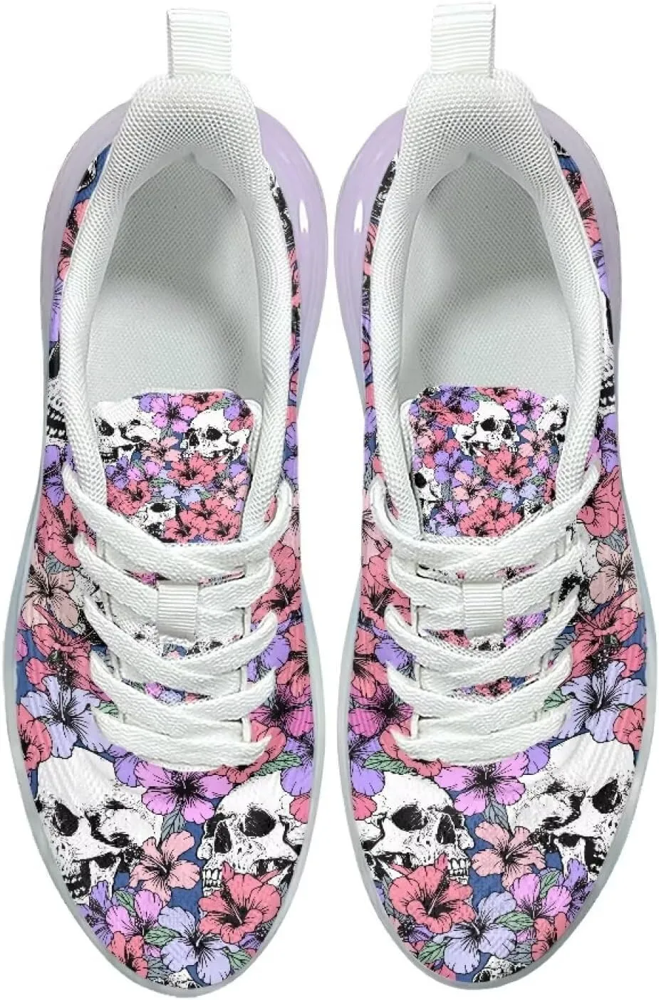 Women's Skull Sneaker Cozy Air Cushion Footwear Travel Sneaker Lightweight Anti-Slip Walking Shoes for Women US 6-11