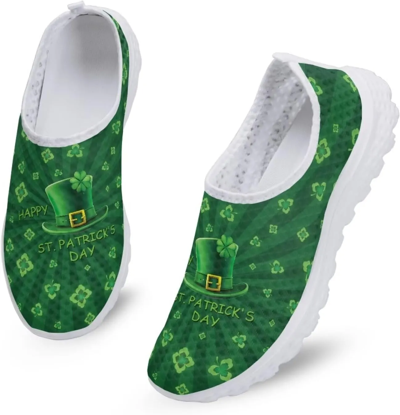 Womens Slip On Sneakers Patricks Day Shoes Athletic Tennis Shoe US 5.5-11.5