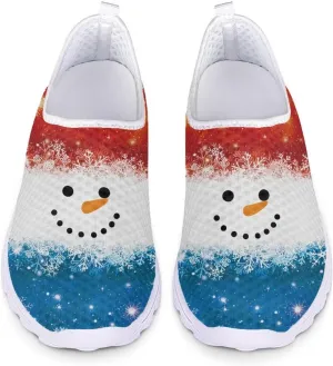 Xpyiqun Christmas Shoes Women Casual Slip On Sneakers Xmas Walking Tennis Shoe Loafers