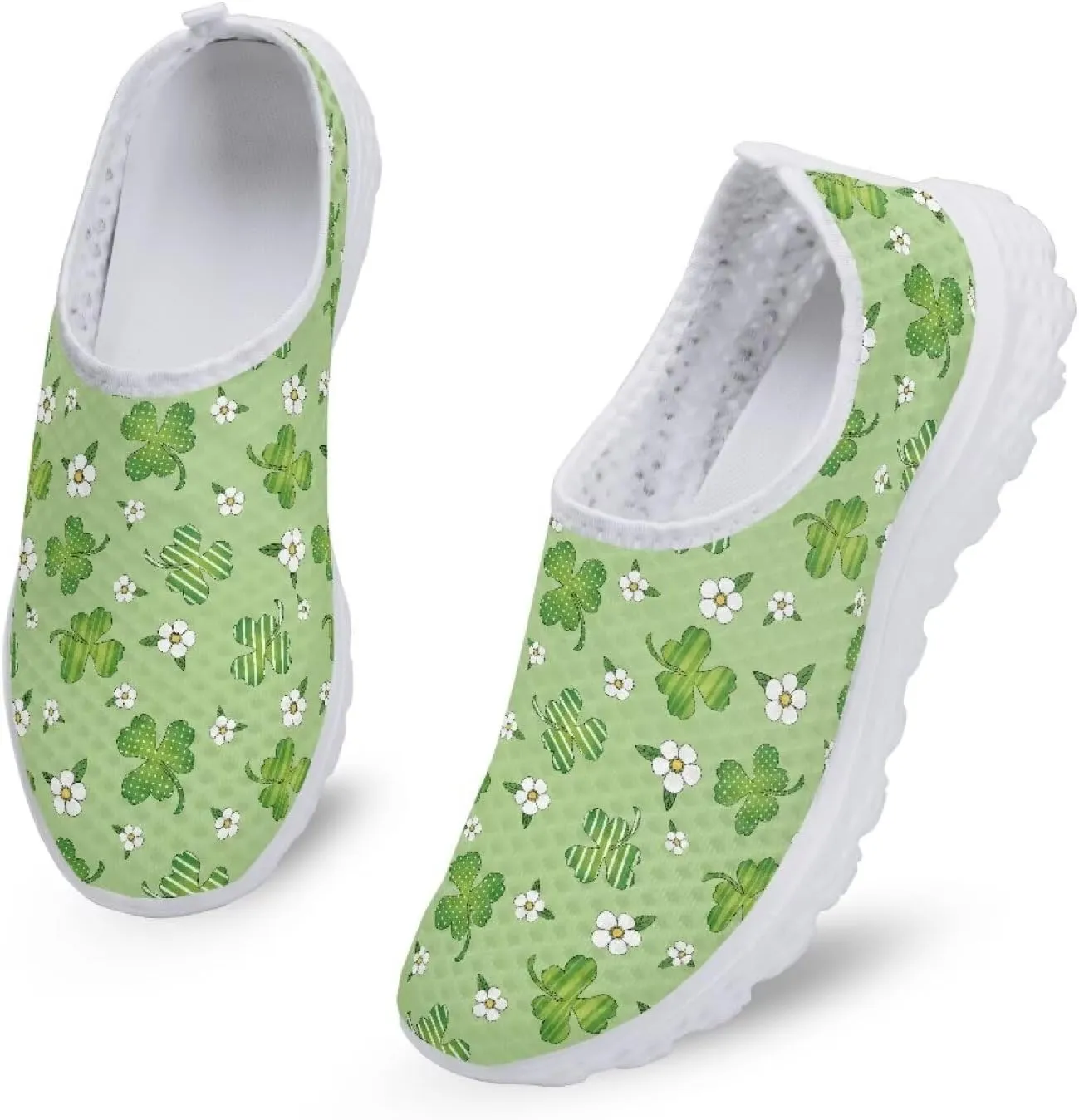 Xpyiqun St Patricks Day Tennis Sneaker for Women Slip On Loafer Size 5.5-11.5 Mesh Walking Running Shoes