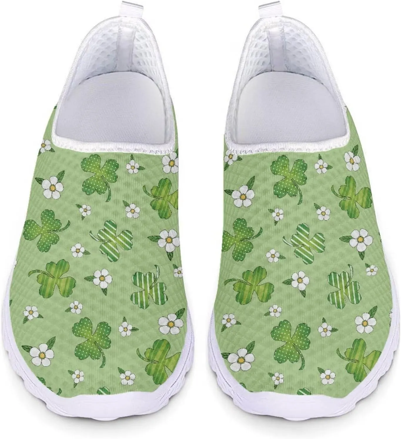 Xpyiqun St Patricks Day Tennis Sneaker for Women Slip On Loafer Size 5.5-11.5 Mesh Walking Running Shoes