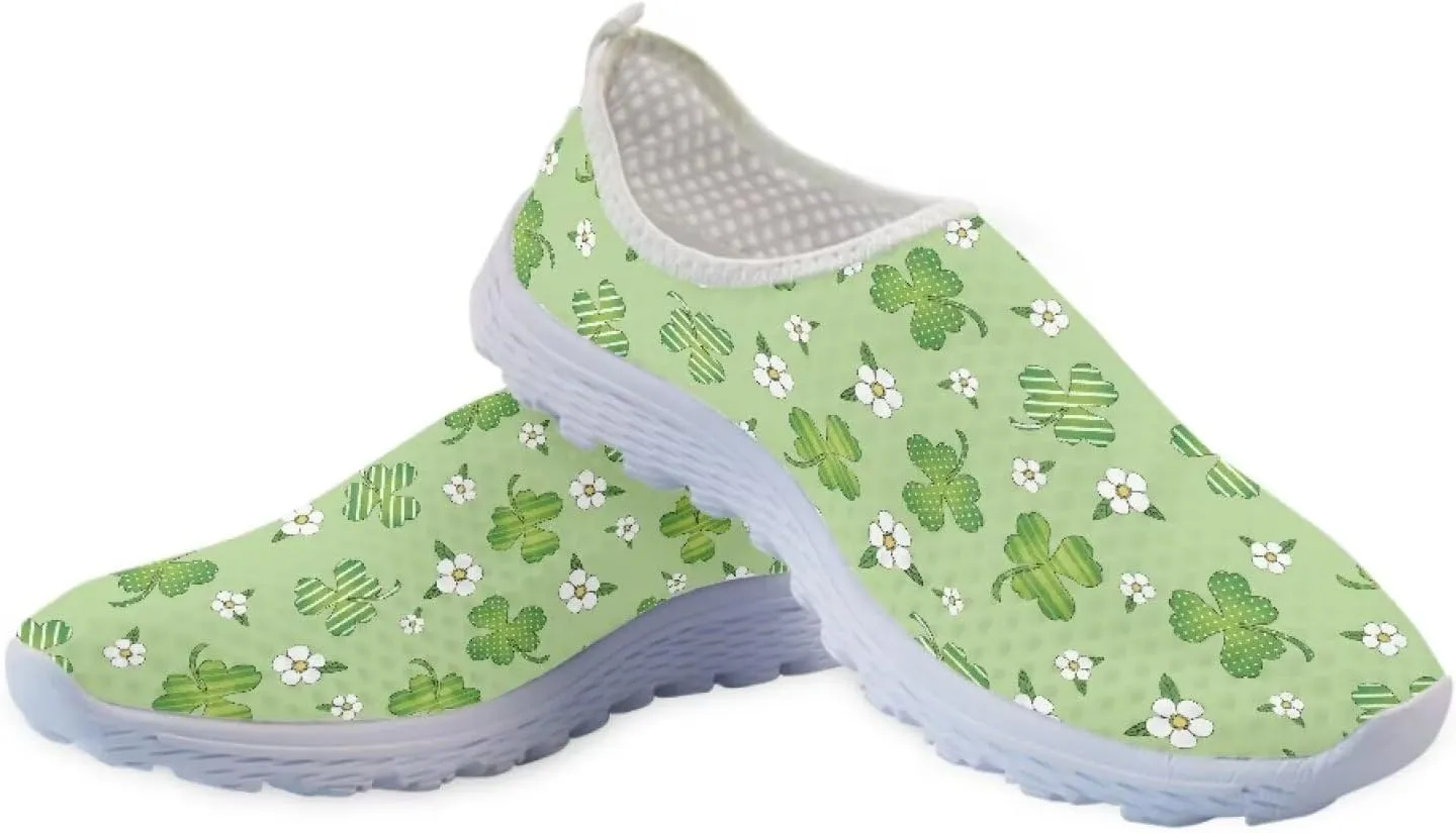 Xpyiqun St Patricks Day Tennis Sneaker for Women Slip On Loafer Size 5.5-11.5 Mesh Walking Running Shoes