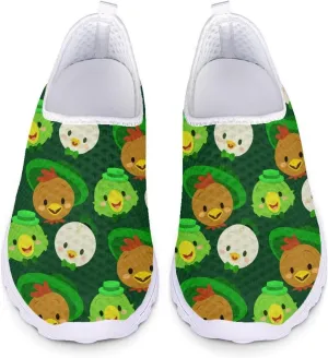 Xpyiqun Womens Green Shoes St Patrick's Day Tennis Sneakers Slip On Shoe Size 5.5-11.5