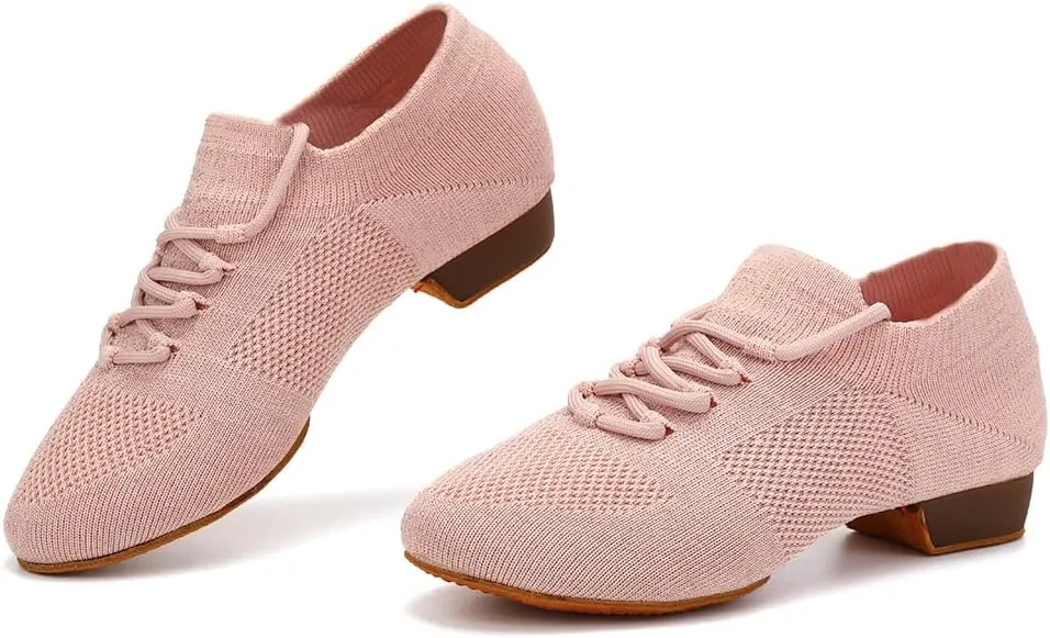 YKXLM Women Social Standard Practice Dance Sneaker Beginner Dance Practice Ballroom Shoes for Women Low Heel