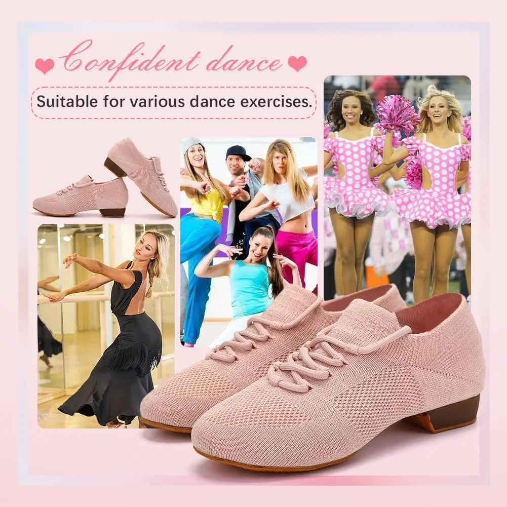 YKXLM Women Social Standard Practice Dance Sneaker Beginner Dance Practice Ballroom Shoes for Women Low Heel