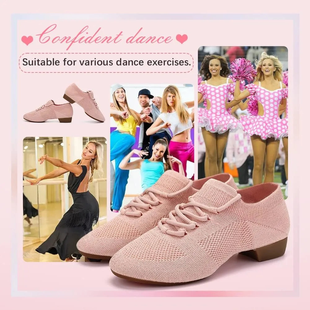 YKXLM Women's Standard Practice Shoes Latin Tango Salsa Dance Shoes for Women Low Heels Ballroom